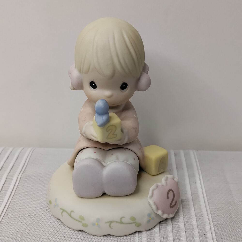 Precious Moments1994 Growing in Grace Age 2 Porcelain Bisque Blond Girl Figurine